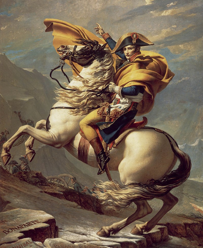 Olieverf schilderij Napoleon zittend op een paard.